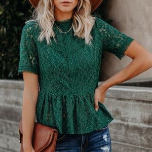 VICI Lace Peplum Top